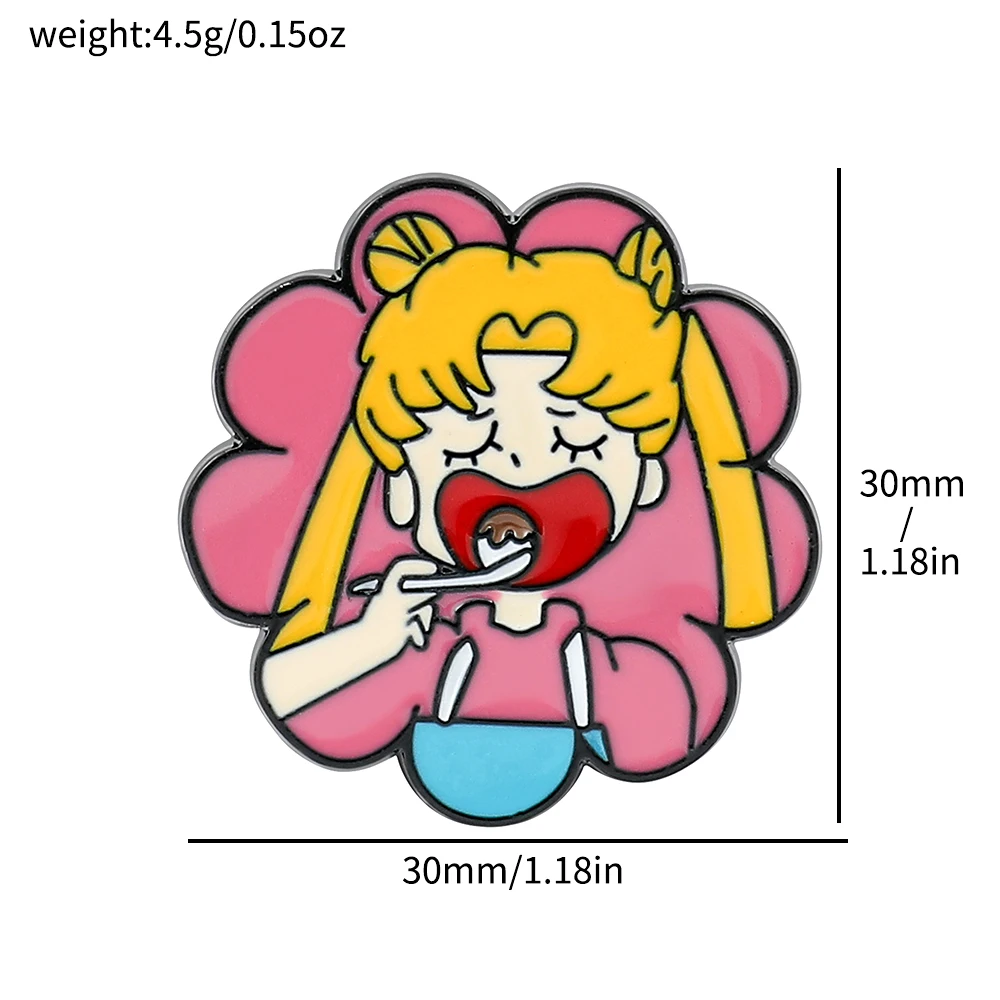 Cute Sailor Moon Brooch Cartoon Tsukino Usagi Metal Badge Enamel Pin Clothes Jeans Lapel Pin Jewelry Accessories Ornament