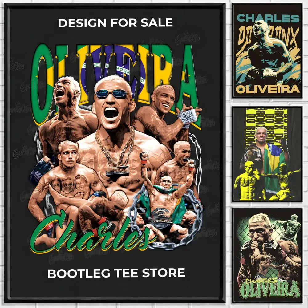 Athlete Charles Oliveira Poster Self-adhesive Art Waterproof Paper Sticker Coffee House Bar Room Wall Decor