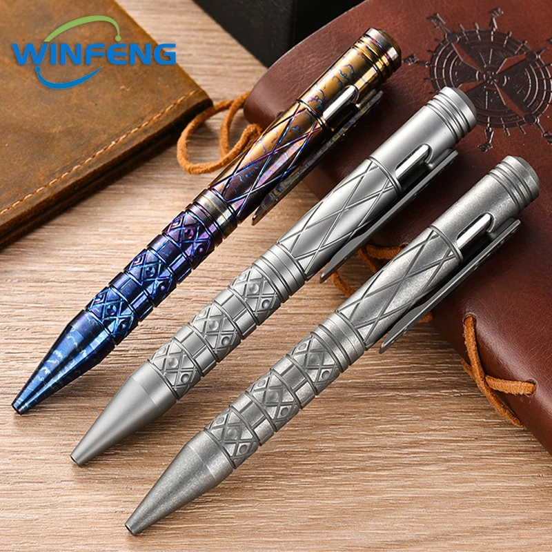 High Quality Titanium Tactical Pen Self Defense Ballpoint Pen Business Signature Pen Emergency Glass Breaker Survival Supplies