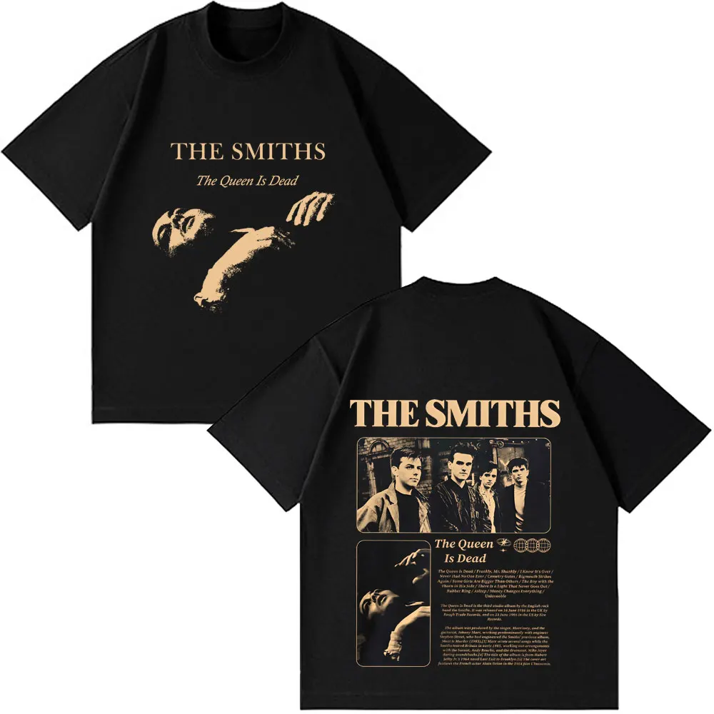 Camisetas de talla grande The Smiths The Queen Is Dead con mangas cortas, camiseta Indie Morrissey de los años 80, marea de banda de Rock Vintage para hombre
