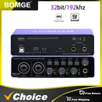 BOMGE U202-P Interfaz de audio USB Resolución de 32 bits/192 kHz con preamplificador de micrófono Puertos XLR/TSR/TS, 48 V, para transmisión, Podcasting