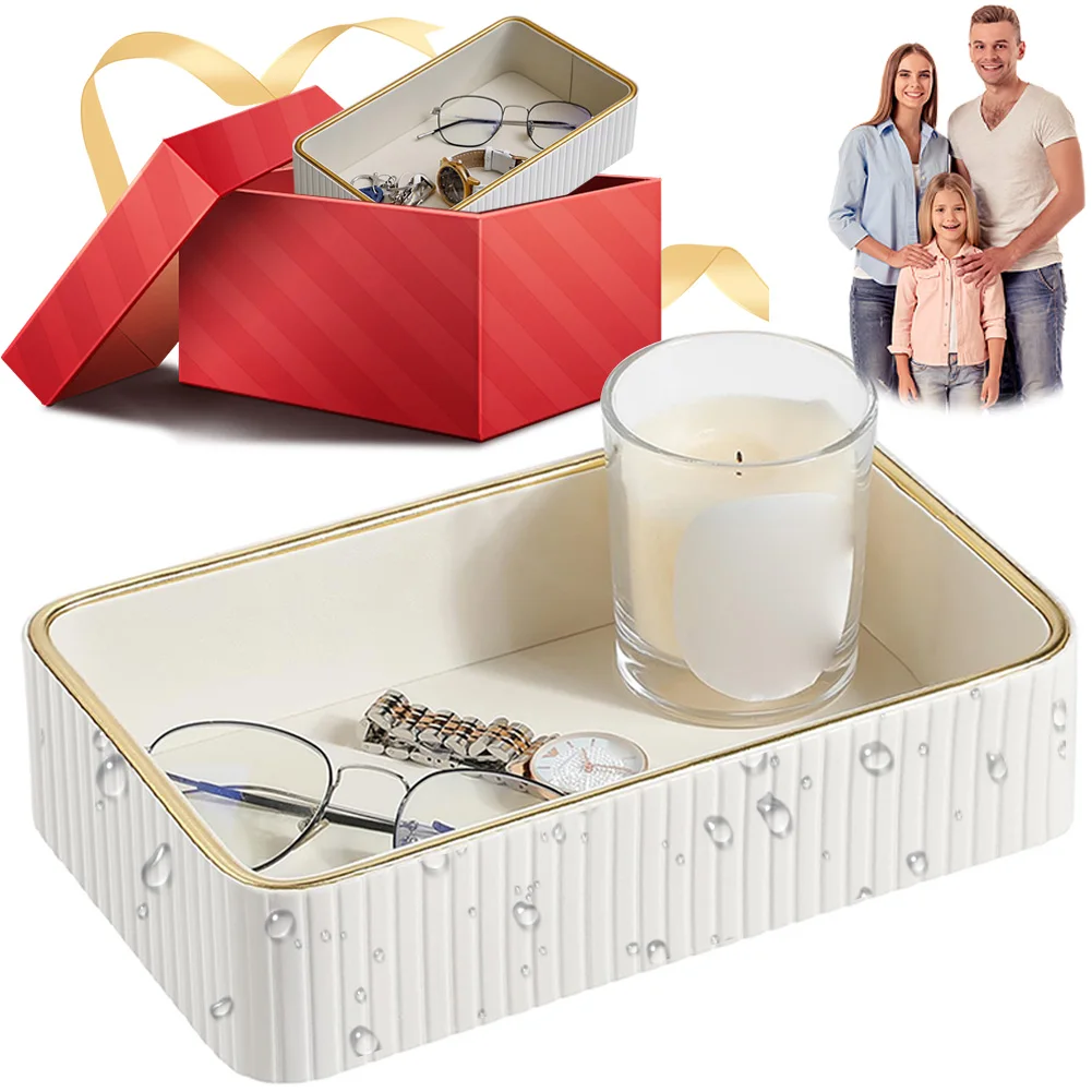 Valet Tray Rectangular Desktop Organizer Tray Multi-Function Jewellery Ring Holder Plate for Jewellery Key Watch Perfume