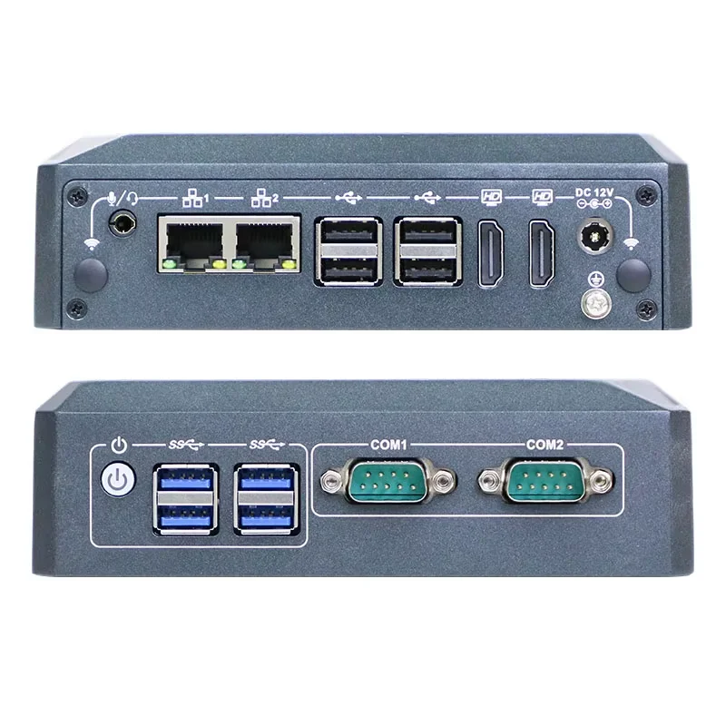 Partaker Fanless Industrial Mini PC Twin Lake N150 Dual Lan Port Mini Computer 2 RS232 Three M.2 MINI PCIE 4K HD Dual Display