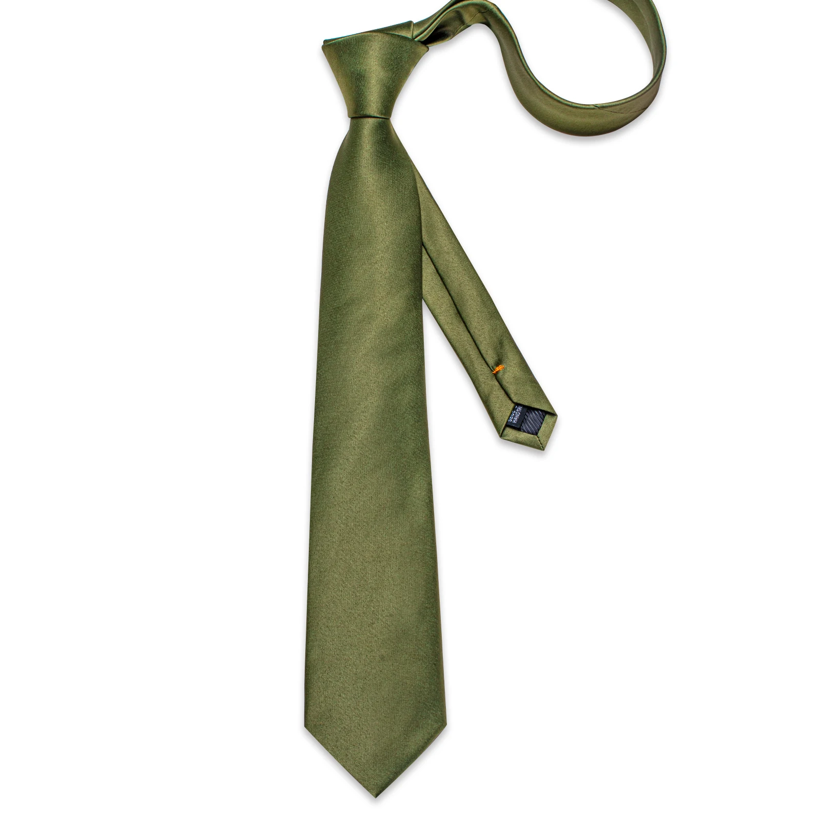 Olive Green Solid Ties for Men, Pocket Square Set