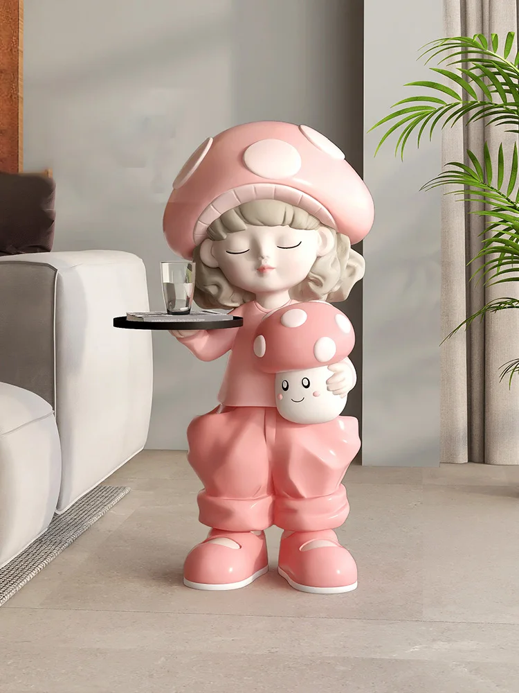 Home Decor Large Girl's Statue Living Room Floor Ornaments Accessories TV Cabinet Sofa Tray Doll Sculpture Housewarming Gifts