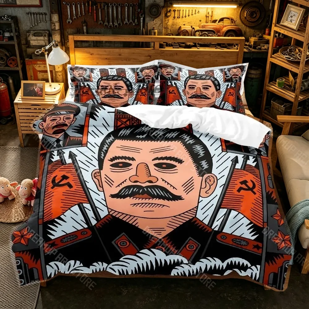 3D Printed Russian Stalin Bedding Set for Boys Girls Duvet Cover Pillowcase Included Twin Queen King Full Single Double Sizes