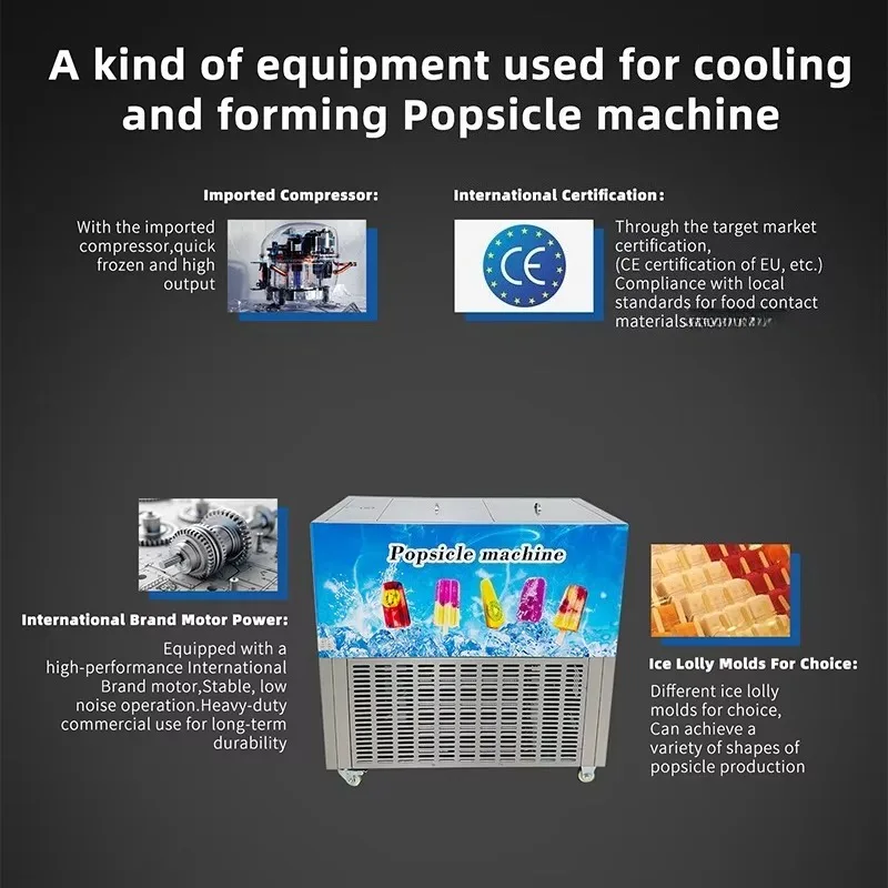 Professional Commercial Ice Popsicle Machine for Making Various Flavors Ice Cream and Fruit Popsicle with Multiple Molds