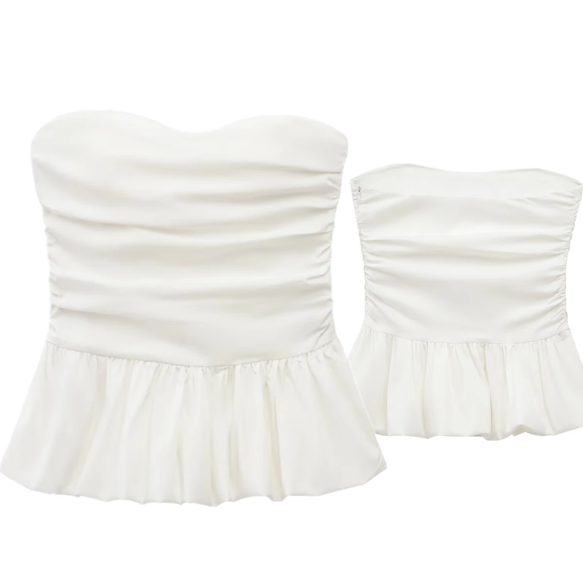 

Jenny&Dave 2025 Spring/Summer French Elegant White Strapless Top Minimalist Off Shoulder Sexy Slim Fit Shirt Women Tops