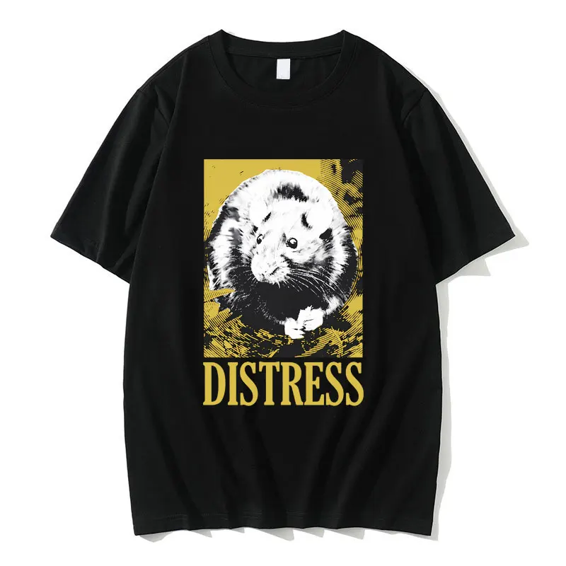 

Distress T-shirt Funny Meme Japanese Style Rat Graphic T Shirt Men Women Casual Pure Cotton Tees Male Crewneck Oversized Tshirt