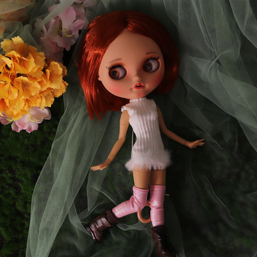 ICY DBS Blyth Doll No.BL1207 Red Brown Hair Tan Skin Pouting Mouth 1/6 BJD OB24 ANIME GIRL