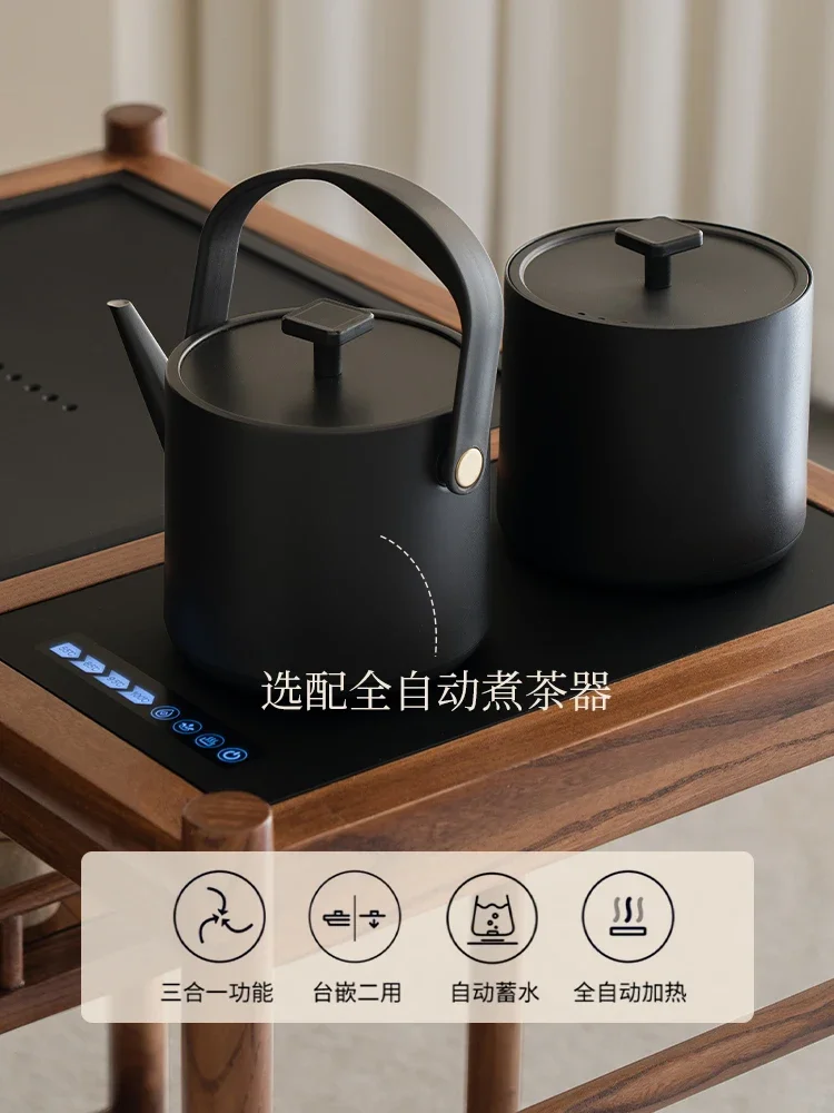 Small Tea Table Movable Side Table Small Coffee Table Solid Wood Side Cabinet Trolley Tea Cabinet with Wheels