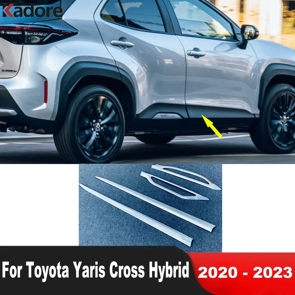 For Toyota Yaris Cross Hybrid 2020 2021 2022 2023 Chrome Car Side Door Body Trim Door Panel Line Streamer Strip Accessories