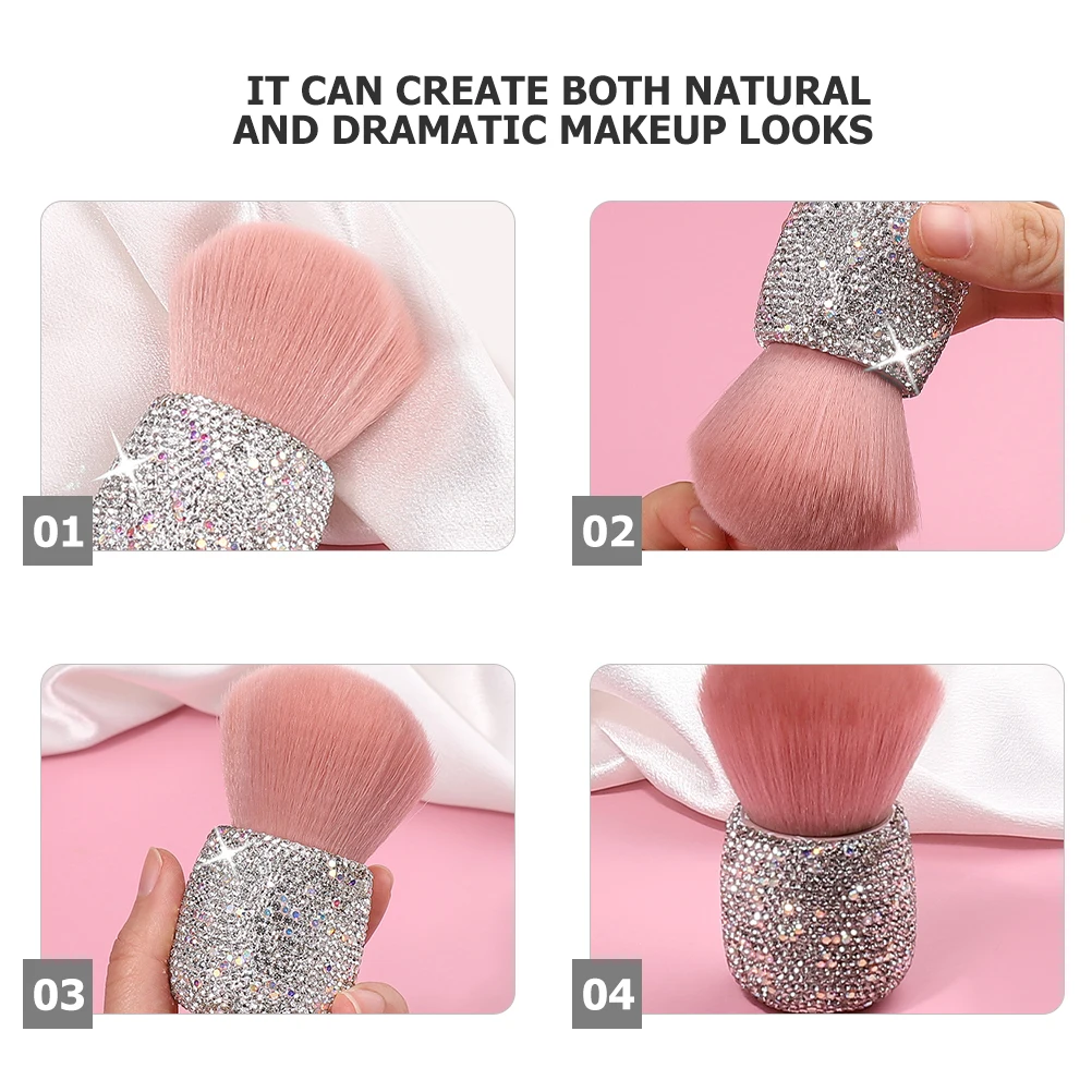 Pilzkopf-Make-up-Pinsel, rosa Strass-Griff, tragbarer Puder-Rougepinsel für die Reise, Gesicht, Mineraleinstellung, Puderanwendung