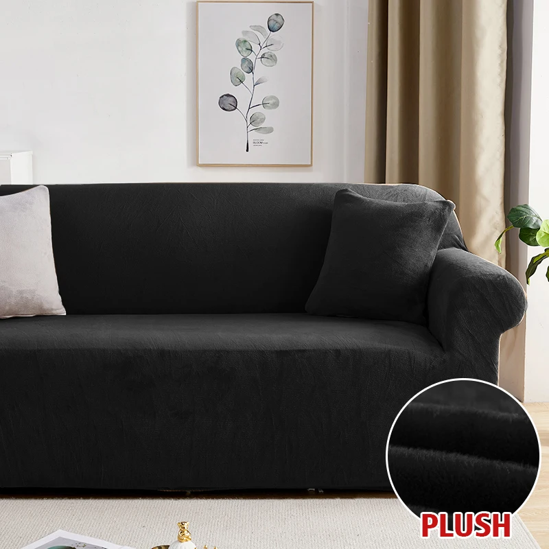 Plush Fabric Sofa Covers for Living Room 1/2/3/4 Seats Elastic Stretch Couch Cover L Shaped Sofa Slipcover Furniture Protector