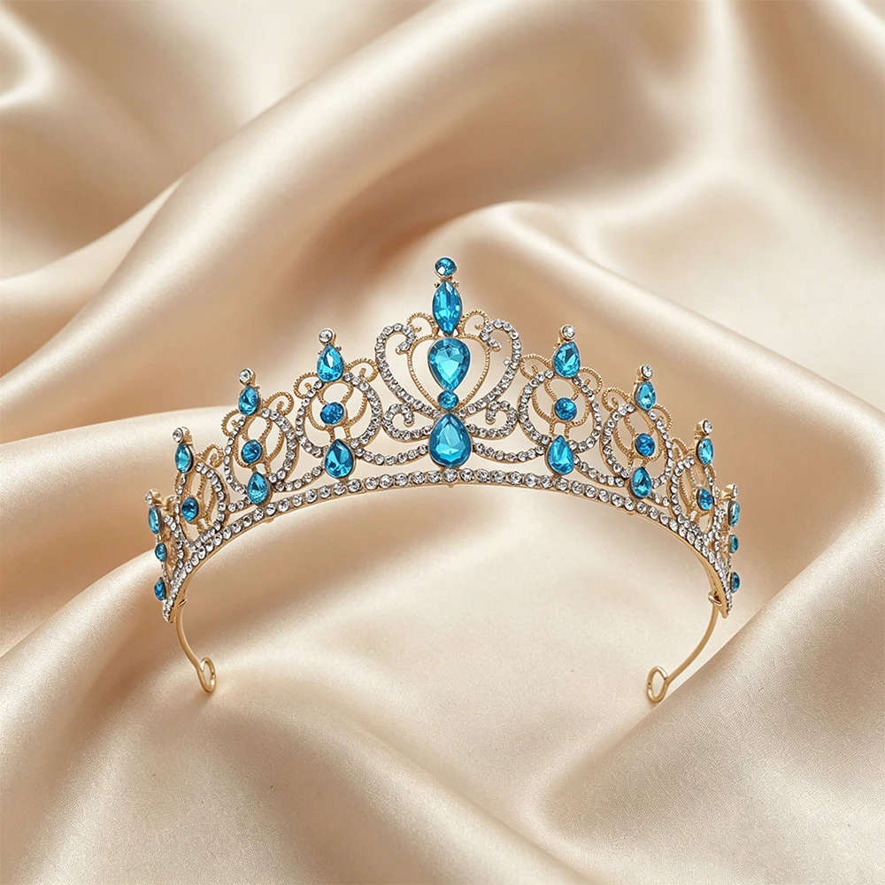 Luxury Vintage Gold Tiara Crown Elegant Baroque Rhinestone Princess Bridal Wedding Hair Accessories Birthday Party Formal Events view 6