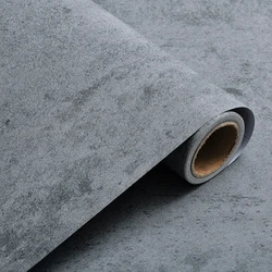 Nordic Gray Cement Concrete Wallpaper PVC Self-adhesive Solid Color Floor Sticker Industrial Style Shop Bar Decoration Stickers