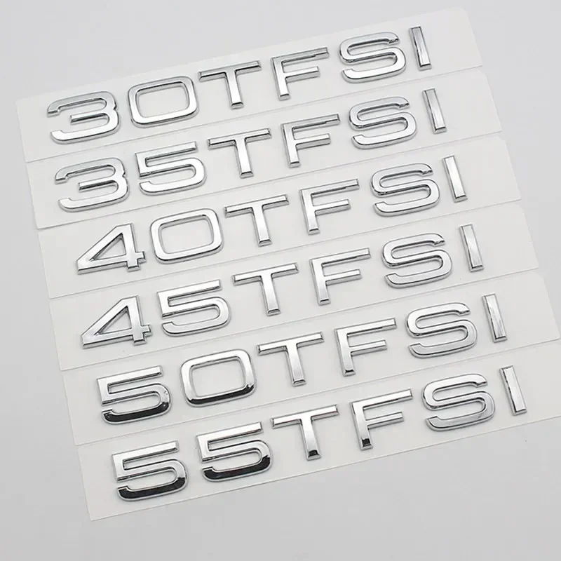 Chrome ABS 30TFSI 35TFSI 40TFSI 45TFSI 50TFSI 55 TFSI Emblem Sticker Rear Trunk Badge Decal for Audi A3 A4 A5 A6 A7 A8 Q3 Q5 Q7