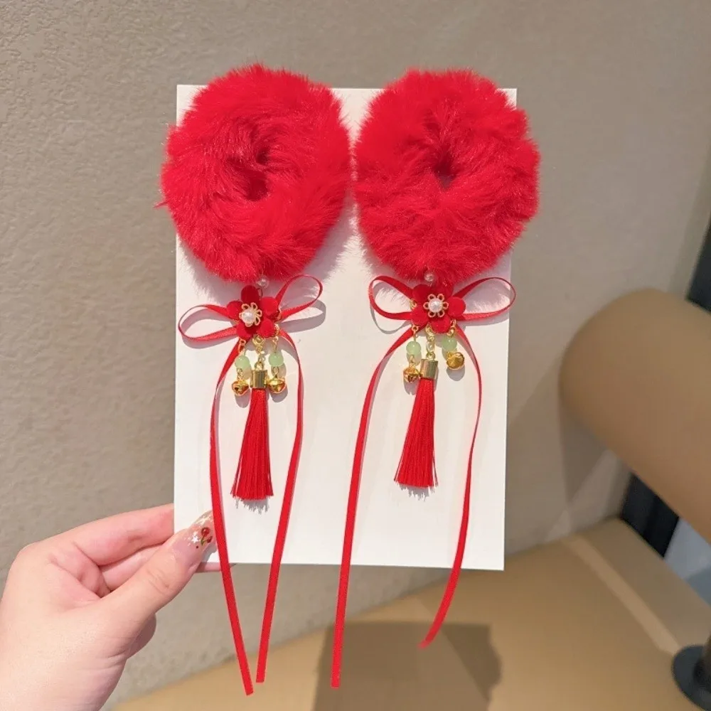 إكسسوارات الشعر على الطراز الصيني التقليدي، ربطات شعر على شكل فيونكة قطيفة للعام الجديد، حبال شعر على شكل فراشة السمك للأطفال، استخدام الأطفال #3