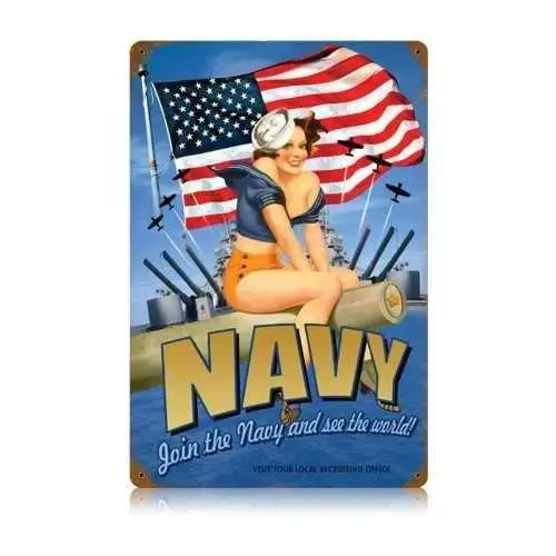 New Metal Sign Aluminum Sign Navy Pin up Allied Military Vintage Sign Victory Vintage Signs for Outdoor & Indoor 8