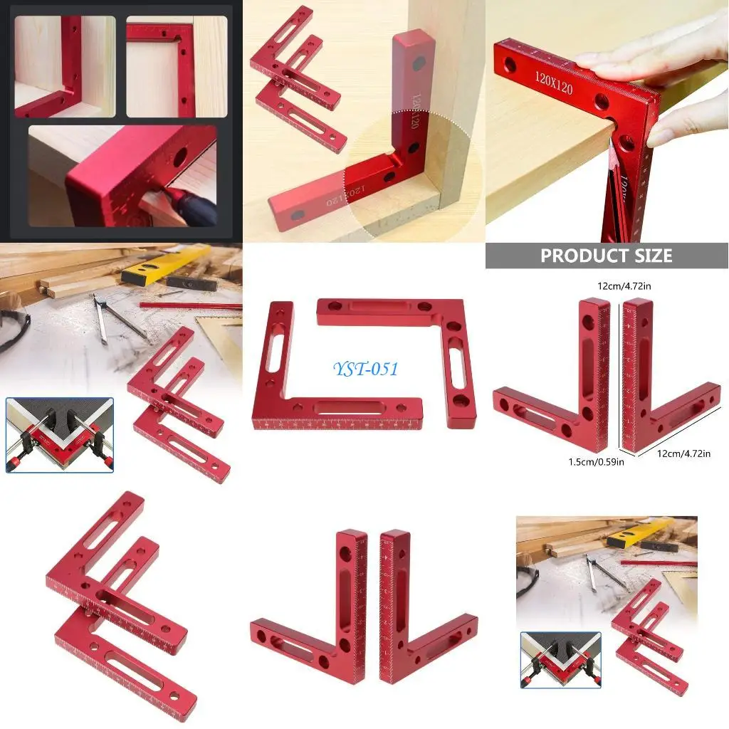 

E15A 2Pcs Positioning Squares 4.7x4.7" Clamps Aluminium Carpenter Tools