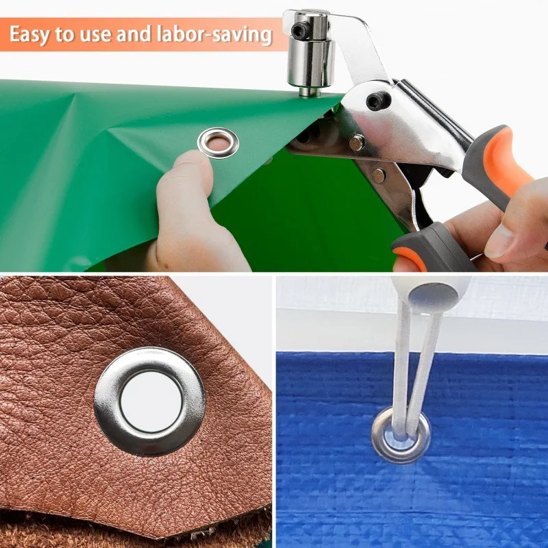 10mm 3/8 Inch Handheld Eyelet Pliers Grommet Tool Kit with Multiple Quantities Grommets for Fabric Banner Canvas Tarp