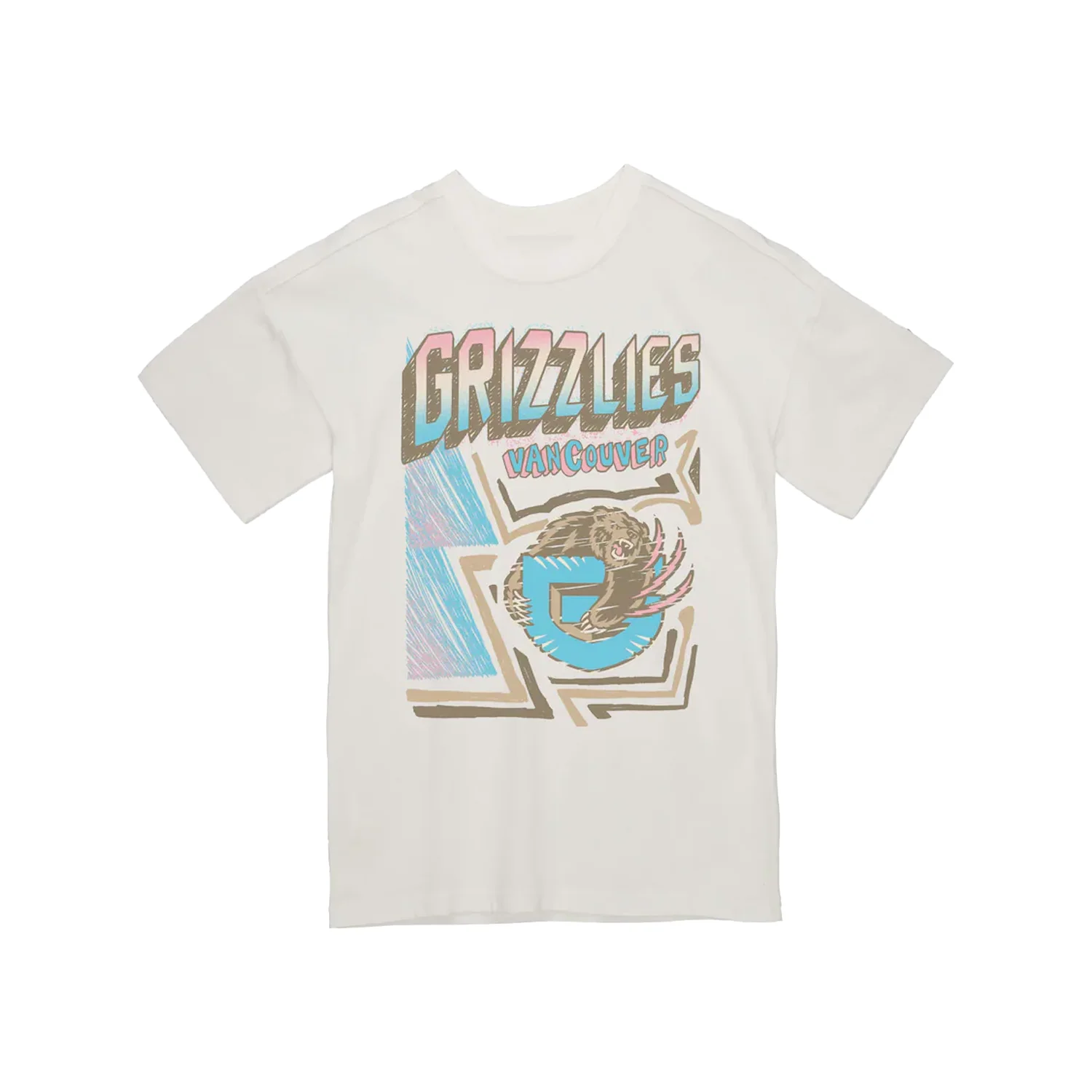 

M&N 260 Of Grams Heavy Cotton! Cream Vancouver Grizzlies Sidewalk Sketch NBA Printed Vintage T-Shirt Oversize Men's Women's Tops