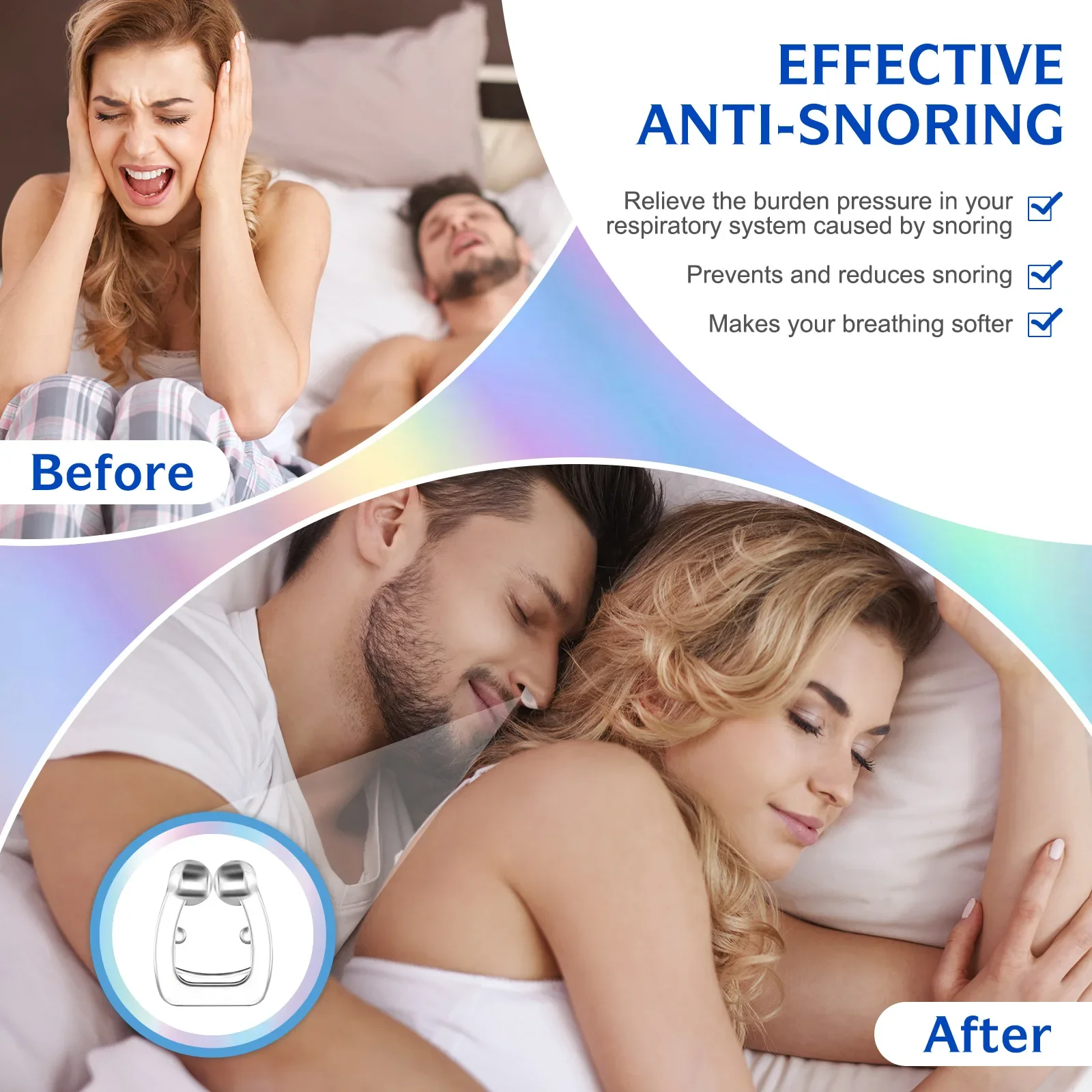 1/2PcsSilicone Magnetic Anti Snore Stop Snoring Nose Clip Sleep Tray Sleeping Aid Apnea Guard Night Device with Case Anti Tools