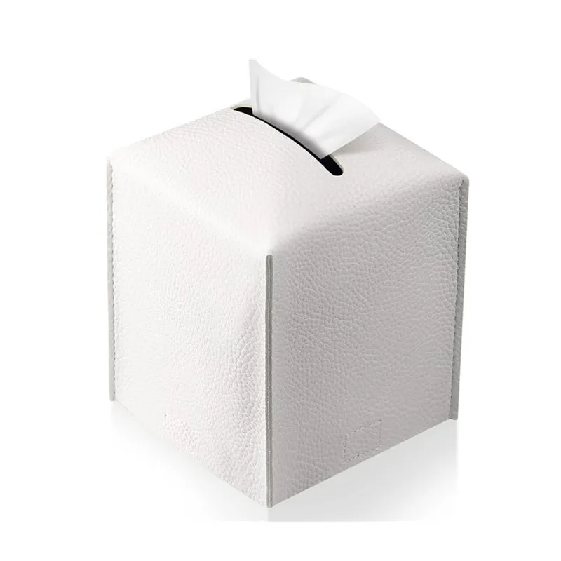 Modern PU Leather Square Tissue Box Holder - Decorative Holder/Organizer for Bathroom Vanity, Night Stands,Office Desk & Car