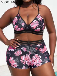 VigoJany 2025 Print Strapped 2-piece Plus Size Bikini Set Women Push UP High Waist Swimsuit Backless Cross Beach Bathing Suit