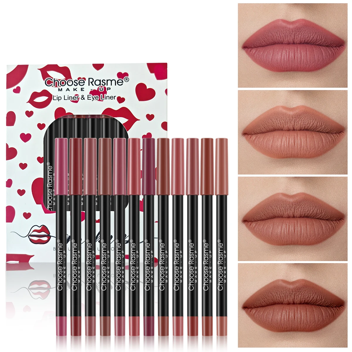 12 sztuk Zestaw kredek do ust Matowa kredka do ust Wodoodporna, długotrwała pomadka do ust Nude Contour Lip Tint Cosmetics