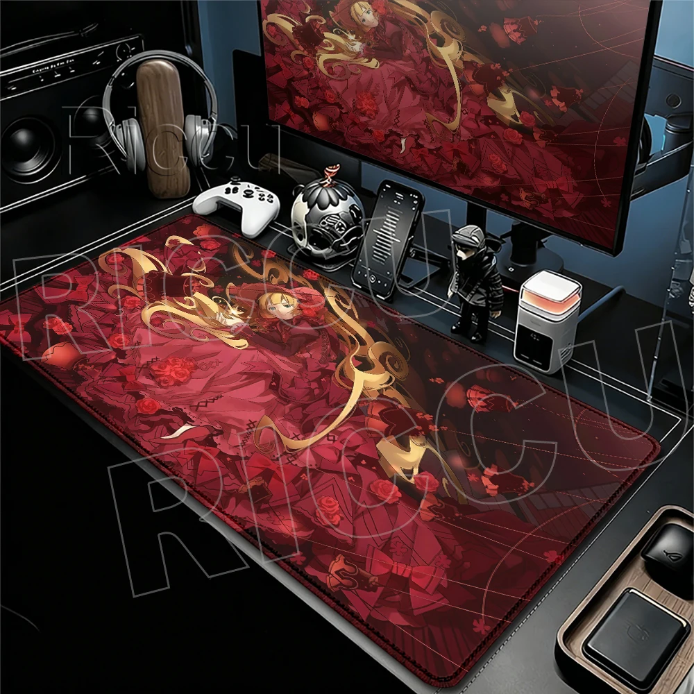 Anime Girl Rozen Maiden Shinku Mouse Pad Computer Keyboard Protection Deskpad Large Size Gamer Stitched Edge Rubber Non-slip Mat
