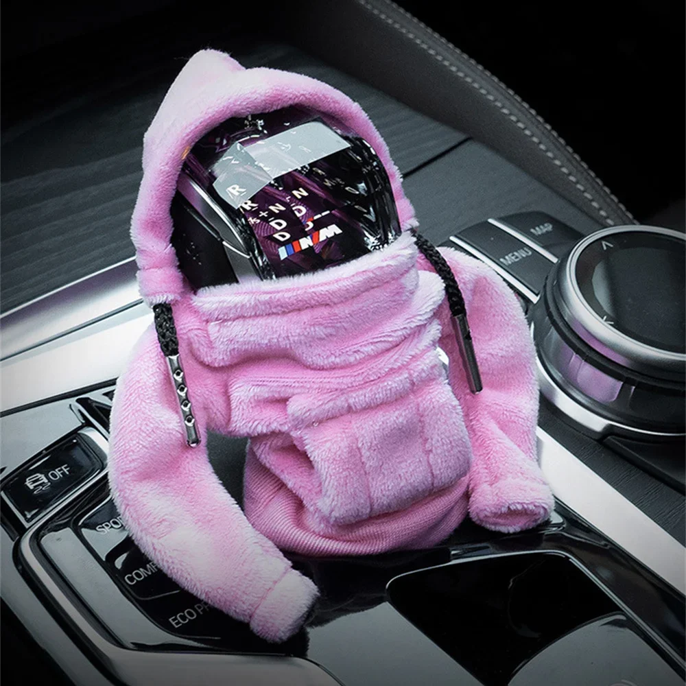 Moda felpa con cappuccio copertura pomello del cambio per auto maniglia manuale leva del cambio decorazione copertura con cappuccio accessori interni per auto automatici