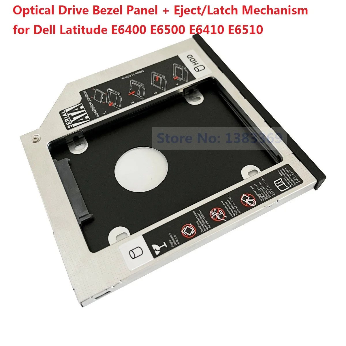 2nd HDD SSD Hard Drive Optical Bay Caddy Frame Bracket with Eject Lock Latch Mechanism for Dell Latitude E6400 E6500 E6410 E6510