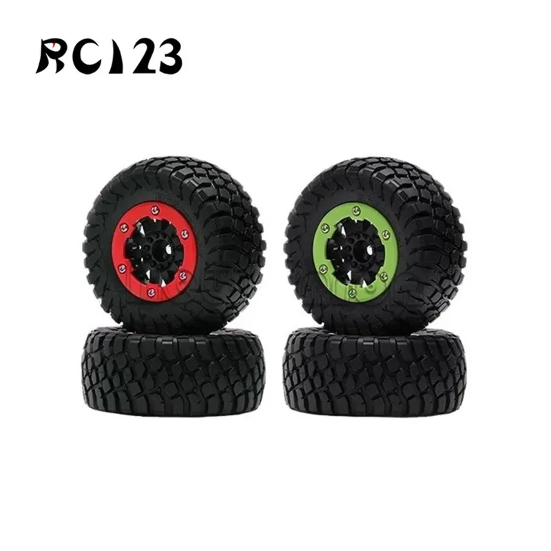 1/10 4Pc Alloy Beadlock Plastic Wheel Rim Hub 110mm Tires for RC Truck Car Short Course Traxxas Slash 4x4 VKAR 10SC HPI