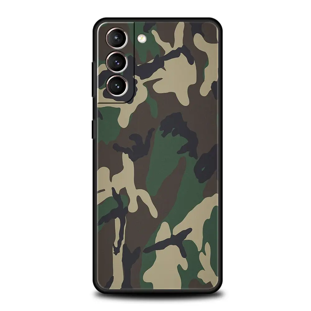 Camouflage Camo Military Army Phone Case For Samsung Galaxy S24 S23 S22 S20 Ultra S21 FE 5G S10 S9 Plus S10E Soft Silicone Cover