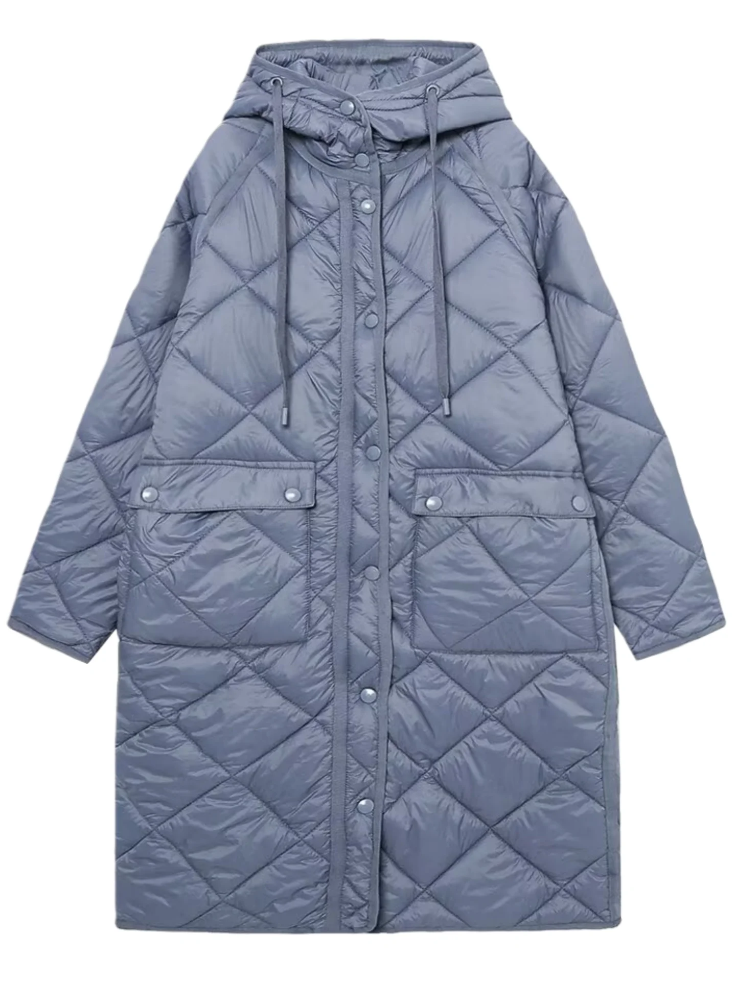 Frühling 2026 Damen Faionable Lange Version Lose Baumwolle Jaet Lazy Sle Schlankheitseffekt Oberbekleidungsmantel mit Kapuze Einzelb...