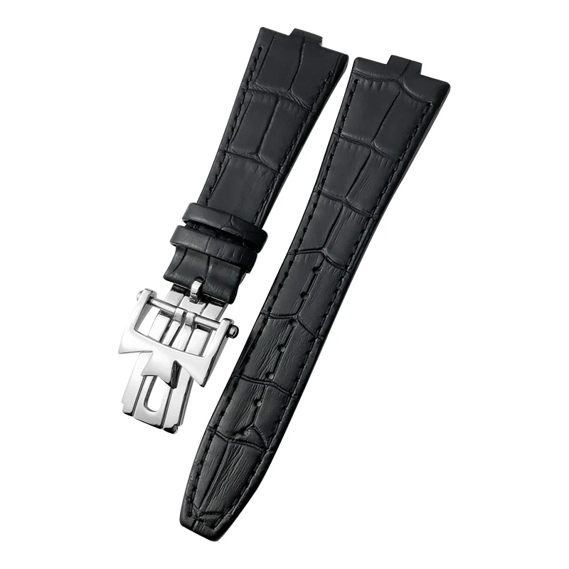 25mm * 9mm Genuine Leather Cowhide Watch Band Replacement for Vacheron Constantin Overseas Calfskin Black Blue Brown Strap Men