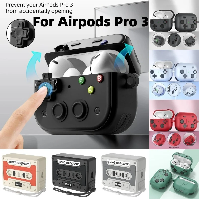 

Anti-Scratch Case For Apple AirPods 3/4 – Game Console Design Shockproof Cover Keychain