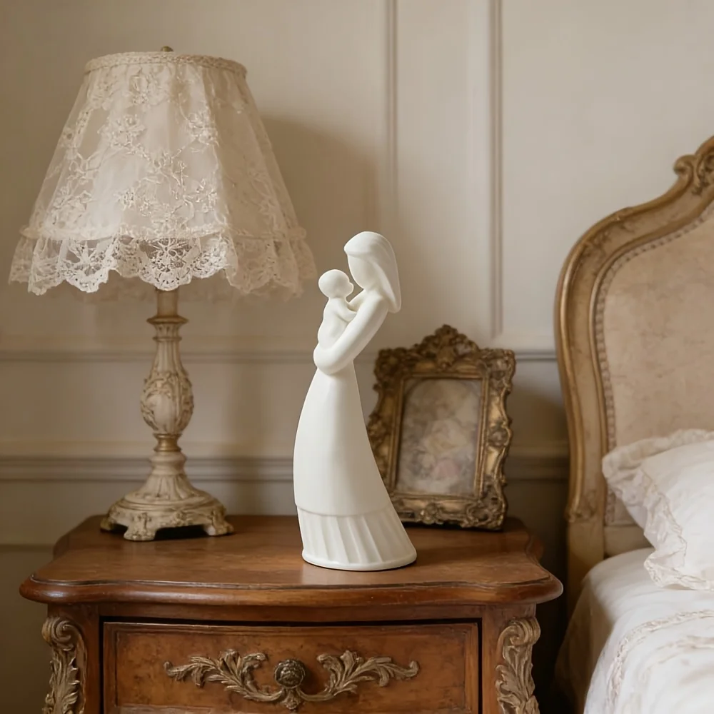 Sculpture décorative sur le thème Mère et Enfant, Nouveau cadeau de pleine lune pour maman, Art moderne minimaliste de l'amour maternel