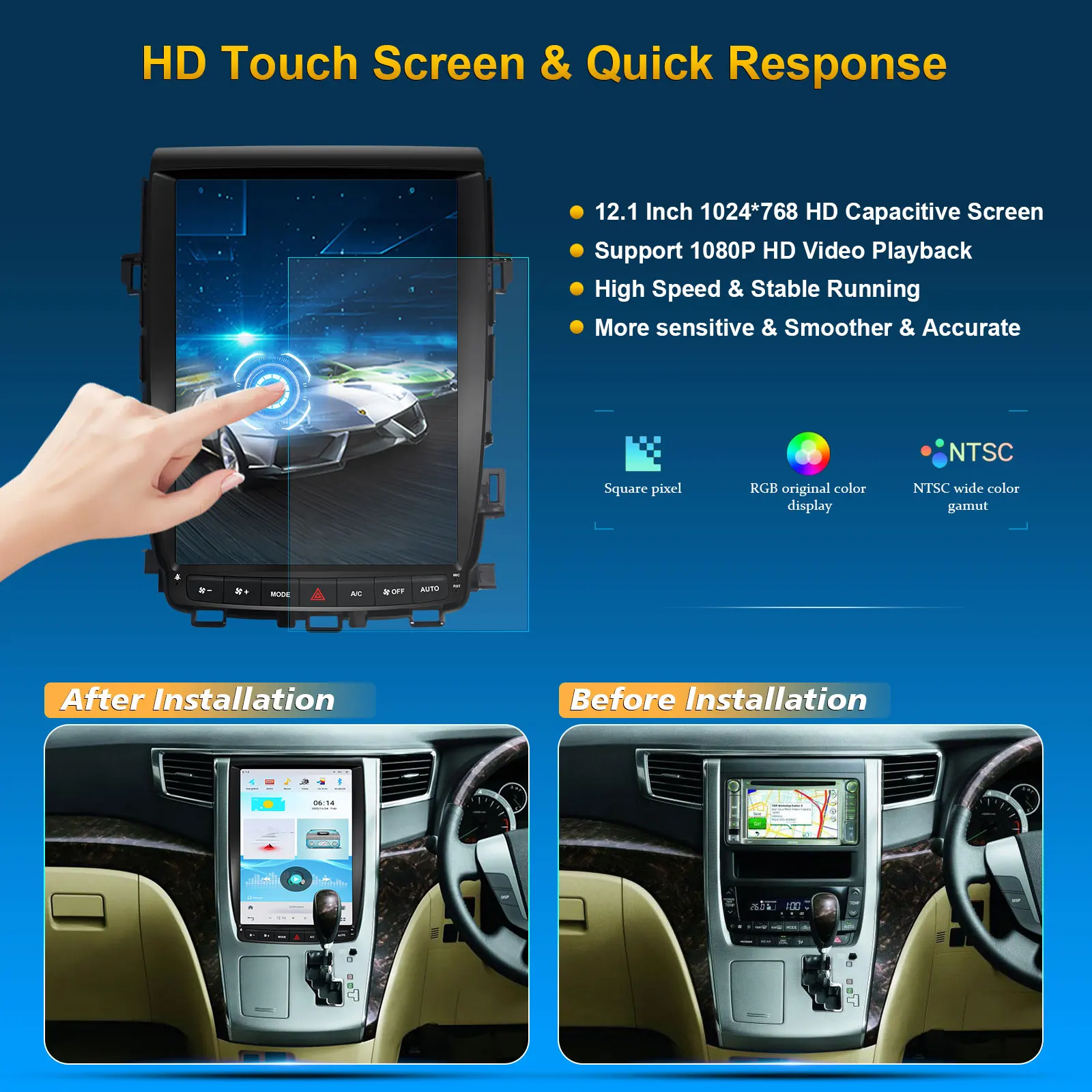 Factory Price CUSP Big Screen 12.1 Inch Car Video Camera Recorder with GPS For TOYOTA Alphard 2007- AH20