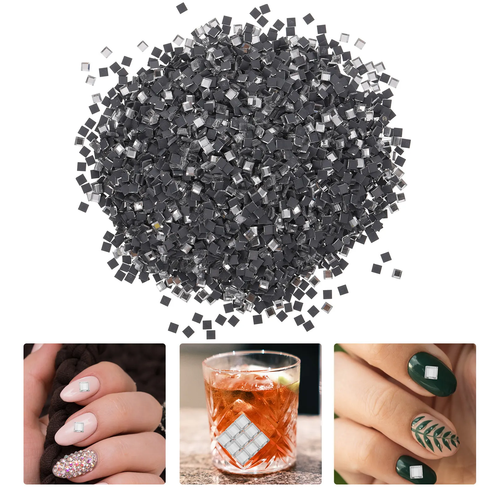 5000Pcs Glass Mini Tiles Nail Art Decor Charms Exquisite Workmanship Elegant Design for Daily Dating Vacation Nail