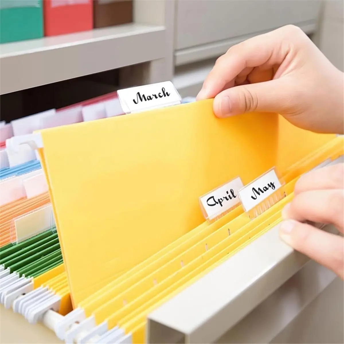 200 Pcs File Folder Tabs and 200 Pcs 2 Inch Hanging File Inserts Labels, Plastic Files Folder Tabs for Hanging Folders