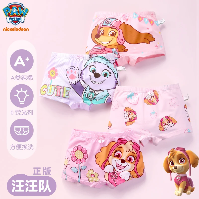 4pcs/set Original Bag Genuine Paw Patrol Girls underwear Skye Rubble Liberty Eeverst Boxer Briefs Four Season baby Cotton shorts