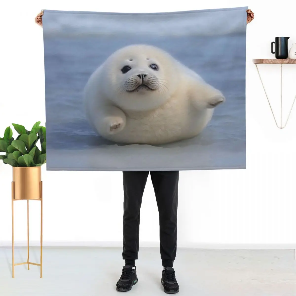 Chonky Seal Pup - Hug! Throw Blanket for sofa Soft Big Soft Blankets For Bed Decoratives Fashion Sofas Blankets
