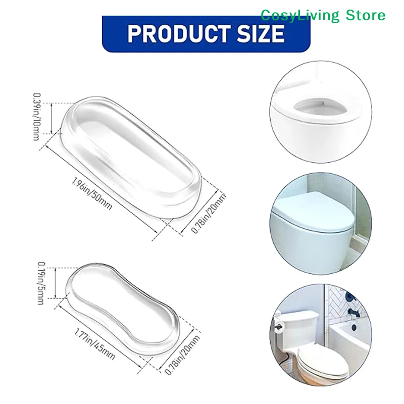

Durable Silicone Toilet Seat Bumper Strong Adhesive Protective Shockproof Toilet Seat Lid Pads Bathroom Replacement Parts