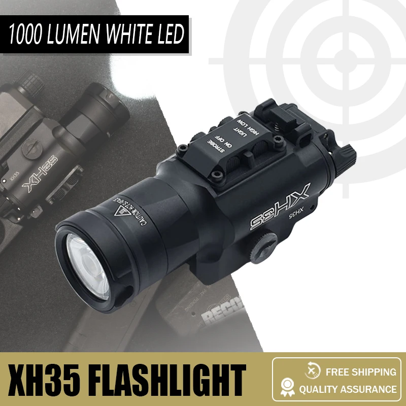 

Metal XH35 Weaponlight Ultra-High Dual Output 1000 Lumen White LED Tactical Light Brightness Adjustment & Strobe White Light