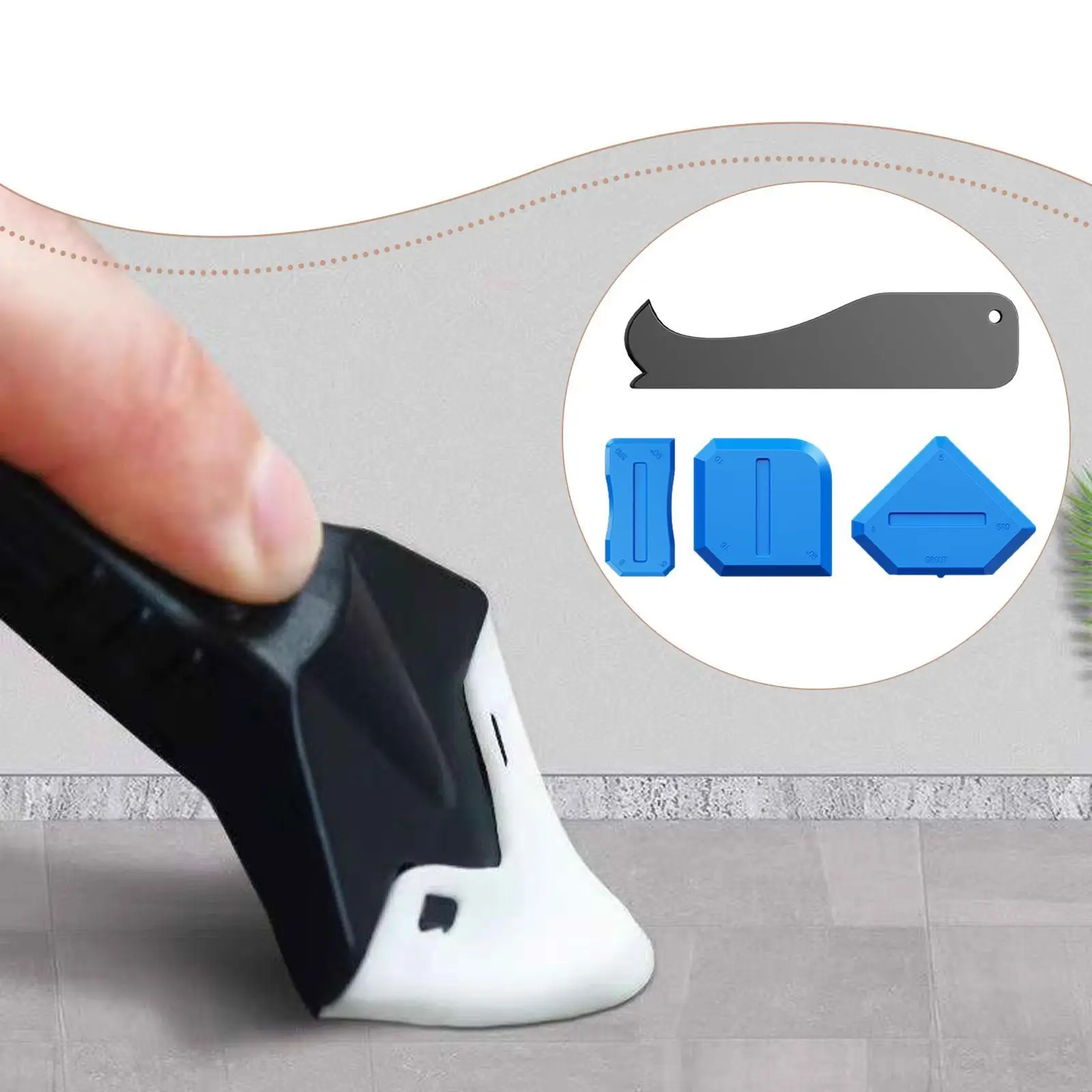 Caulk Removal Tool Professional Rubber Caulking Finish Tool Kit with Tips for Floor Wall Ceramic Grout Lines