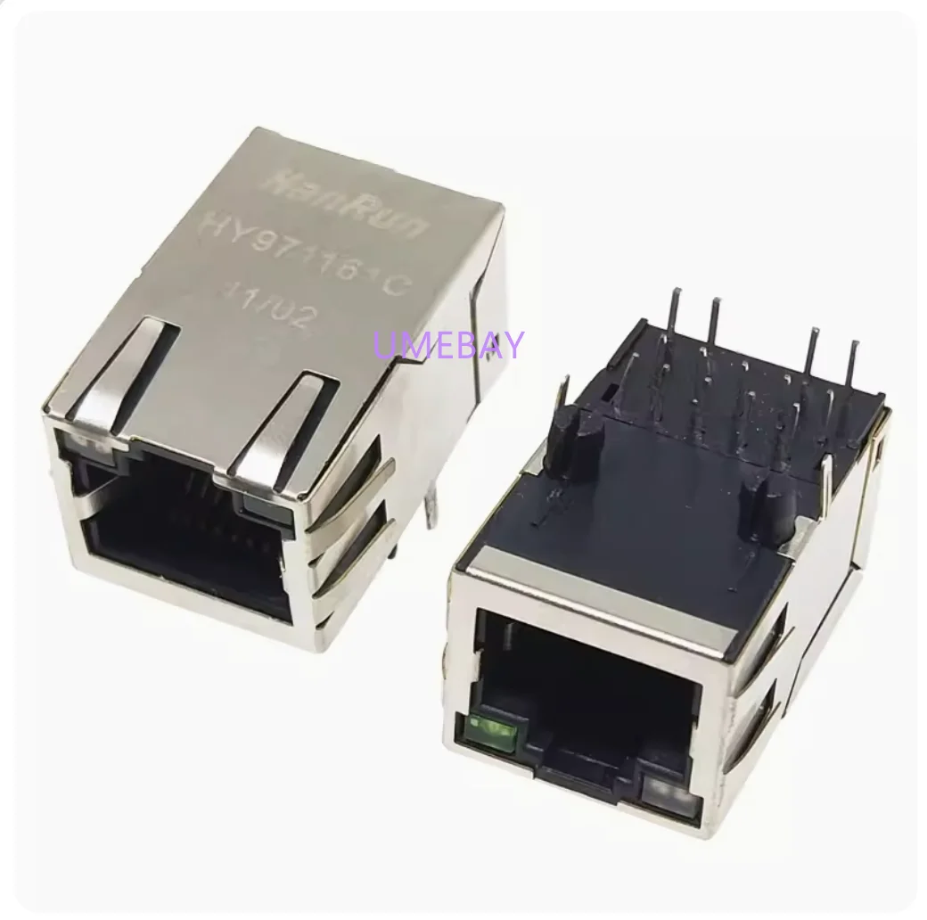 10pcs    Network interface socket RJ45 with light isolation transformer SMT patch HR961160C  HY971161C