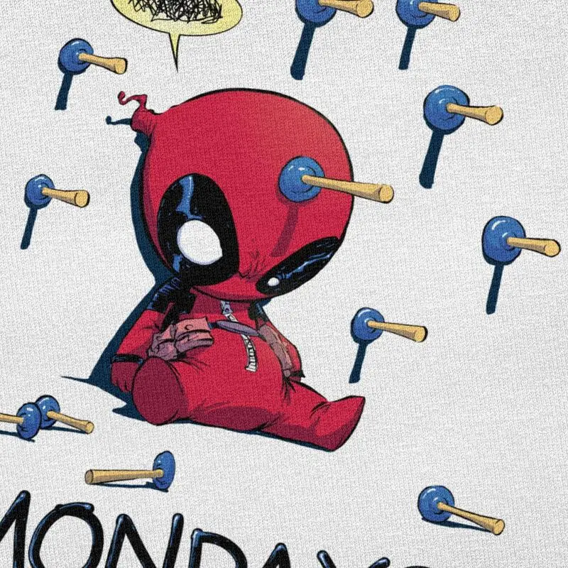 Deadpool I Hate Mondays T Shirt for Men Pure Cotton Tshirt Graphic Tee Tops Short Sleeve T-shirt Slim Fit Clothing