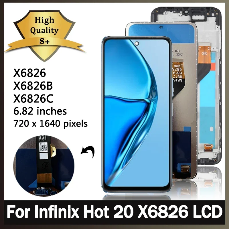 6.82 ''Original Hot20-Bildschirm für Infinix Hot 20 x x6826b x6826c LCD-Display
